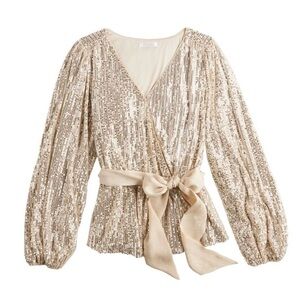 LC by Lauren Conrad Sequin Wrap Top